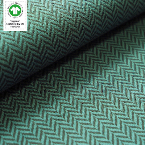 Bio-Jacquard Baumwolle Fischgrät Staubgrün (GOTS) - Stoffonkel | Meterware